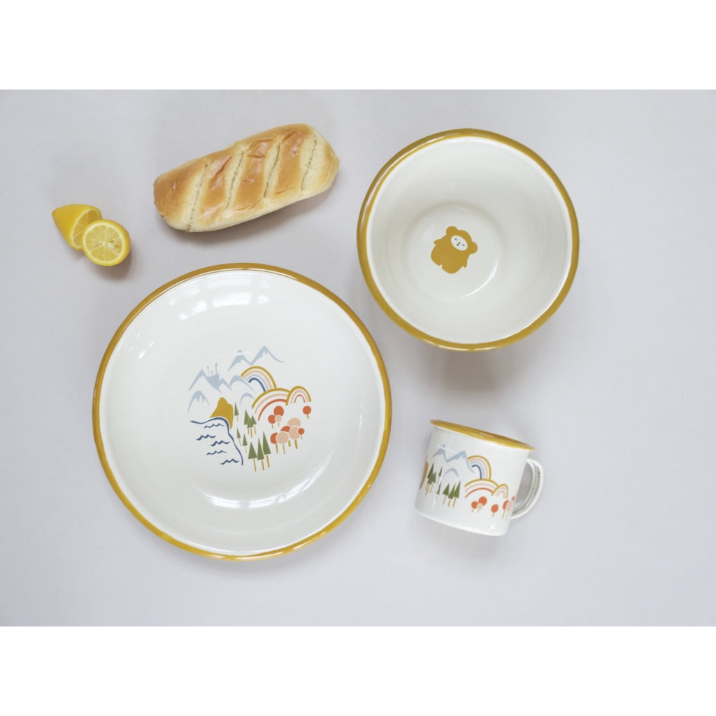 Emaliuotas vaikiškų indų rinkinys – Žemė