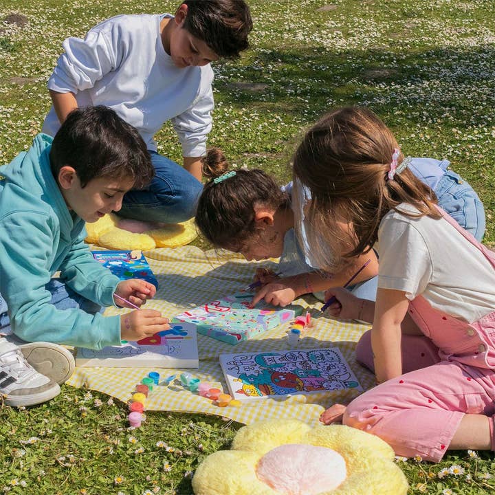 Piešimo pagal skaičius rinkinys vaikams – Smagi kompanija (su mažu teptuku)
