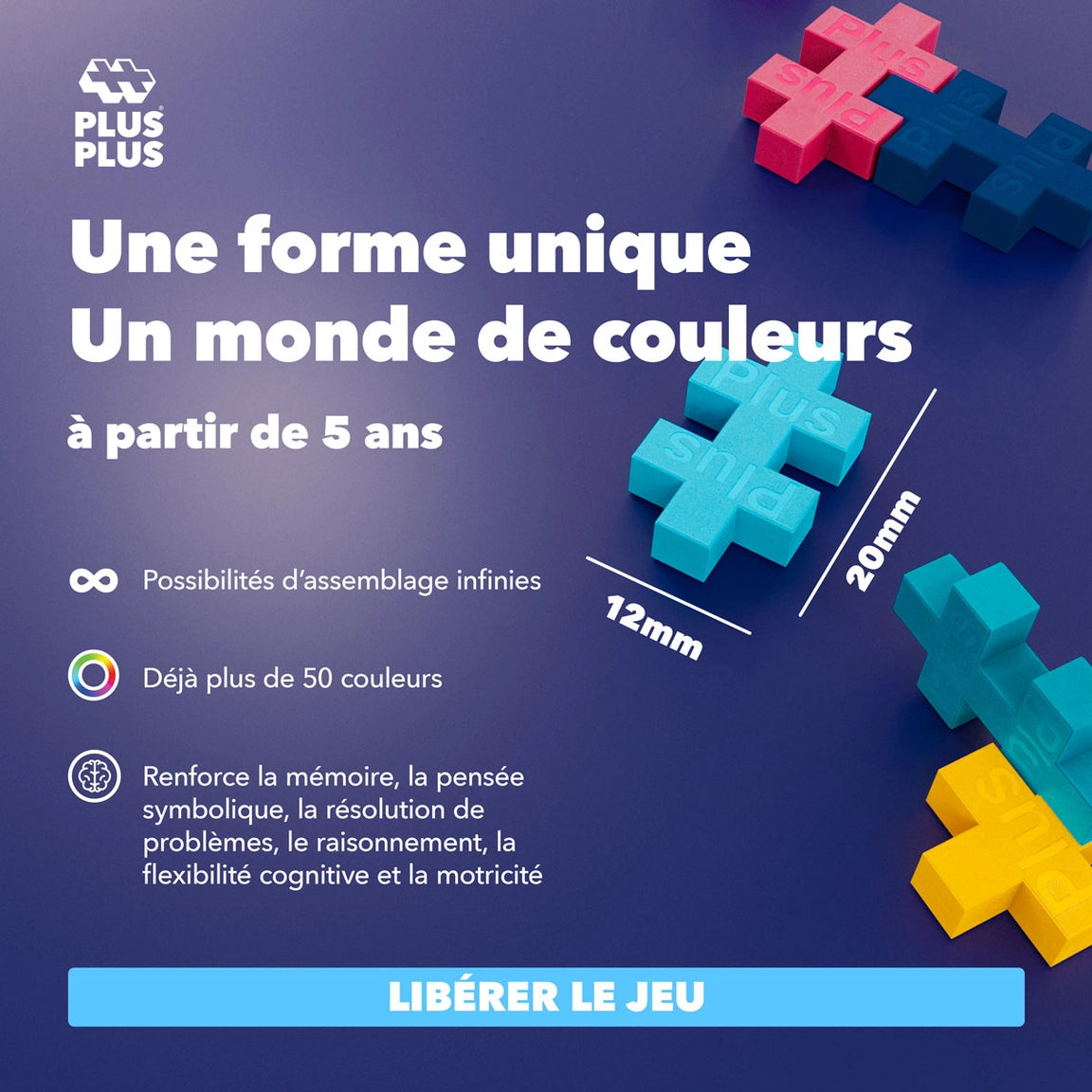 Plus-Plus metalinė dėžutė – 600 detalių konstruktorius (mėlyna)