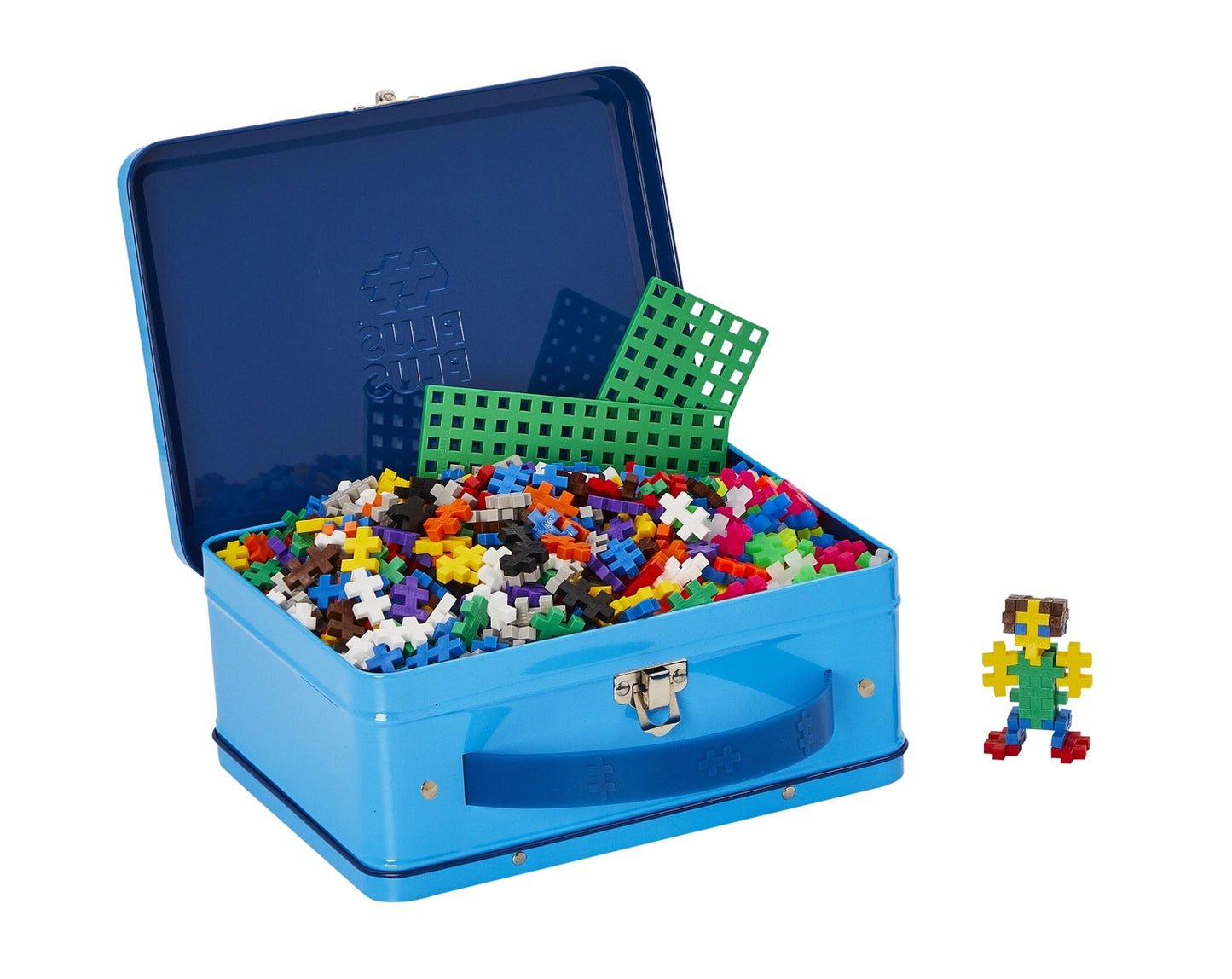 Plus-Plus metalinė dėžutė – 600 detalių konstruktorius (mėlyna)