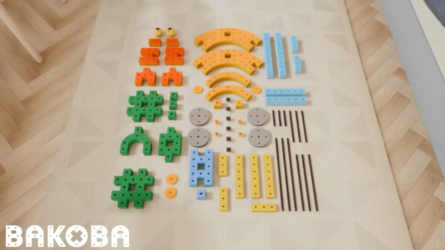 BAKOBA „Combiner“ konstruktorius – 65 minkštos detalės