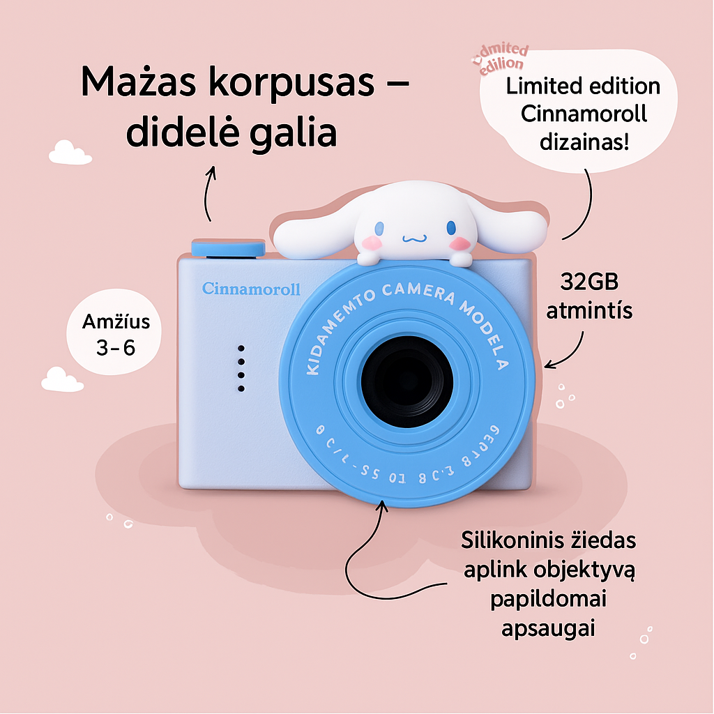 Mini Cinnamoroll skaitmeninė vaikų kamera (Modelis A)