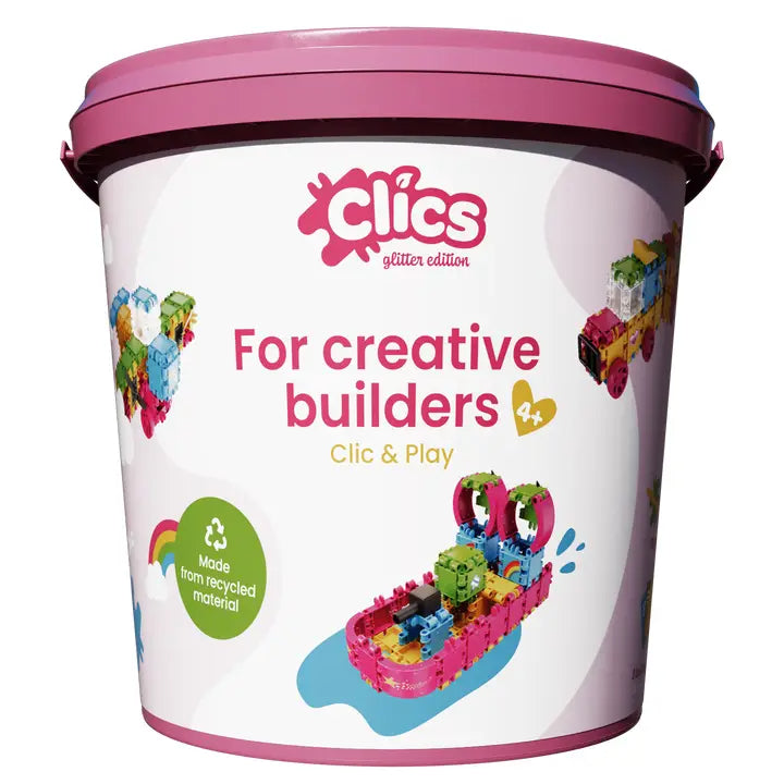 Clics „Bucket 8 in 1 Glitter“ konstruktorius
