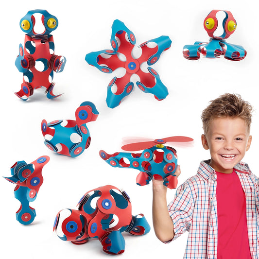 Clixo „Crew Pack“ (Flamingo & Turquoise) – 30 dalių magnetinis konstruktorius