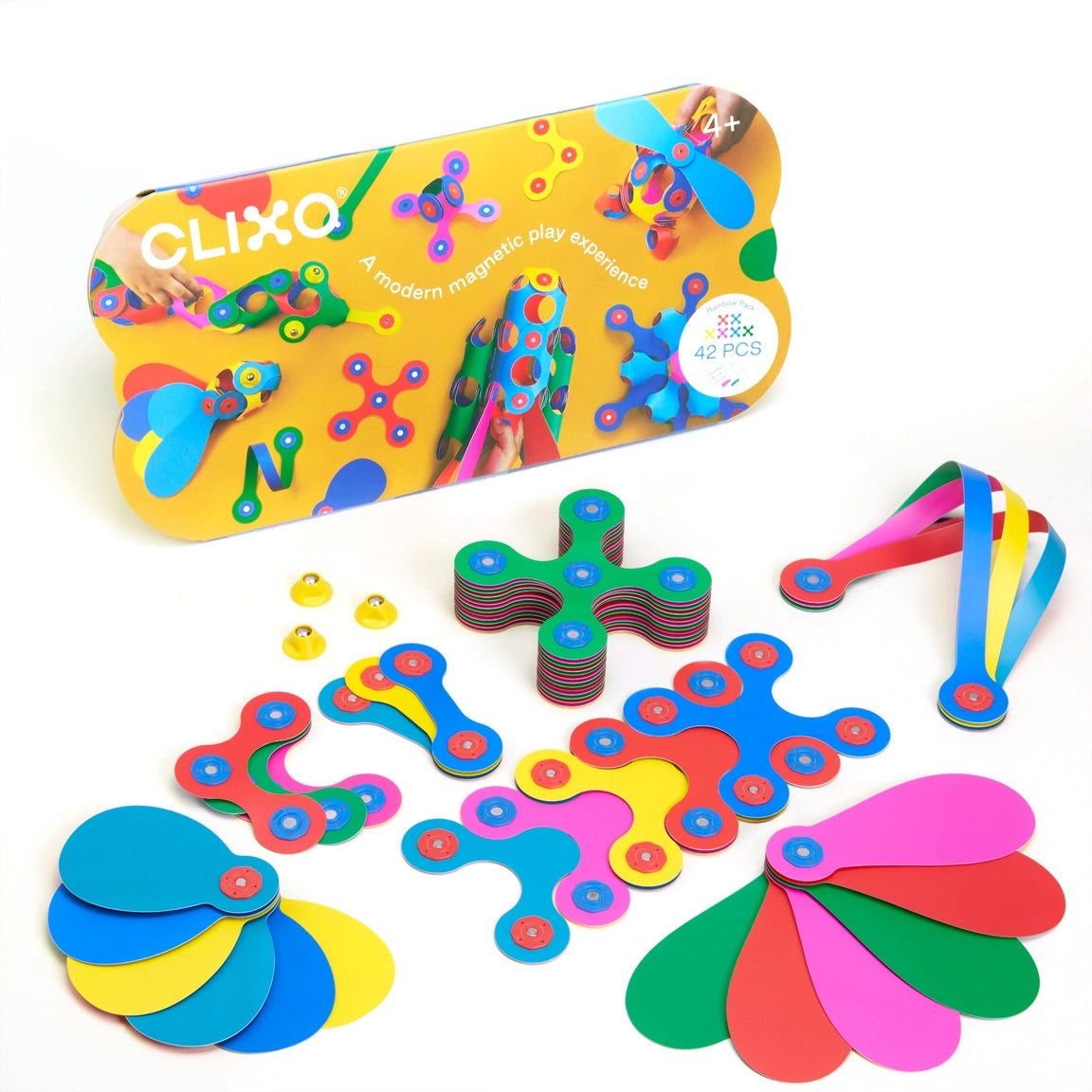 Clixo „Rainbow Pack“ – 42 dalių magnetinis konstruktorius