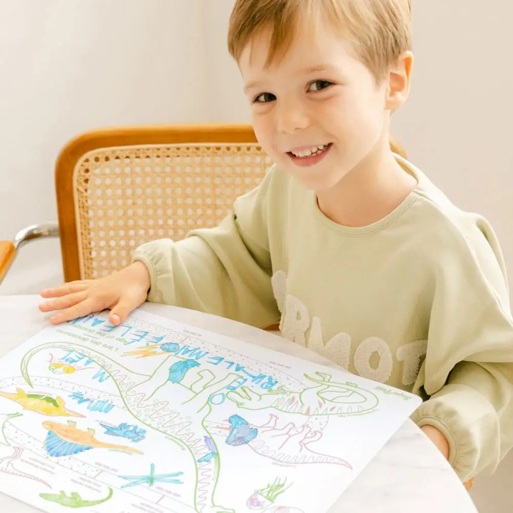 Edukacinis silikoninis dvipusis spalvinimo kilimėlis - Dinozaurai (1 markeris komplekte)