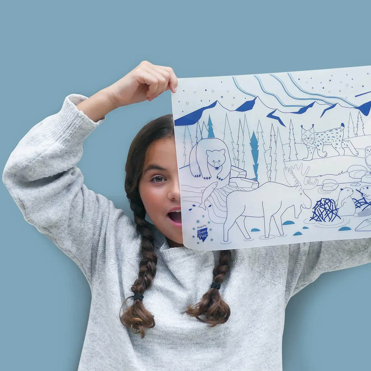 Edukacinis silikoninis spalvinimo kilimėlis - Elnias (5 markeriai komplekte)