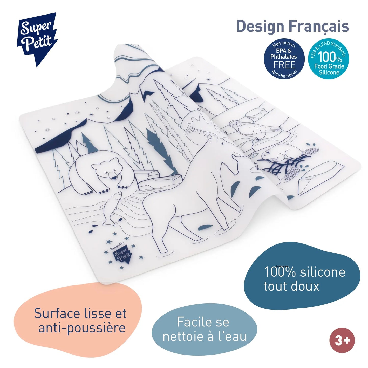 Edukacinis silikoninis spalvinimo kilimėlis - Elnias (5 markeriai komplekte)