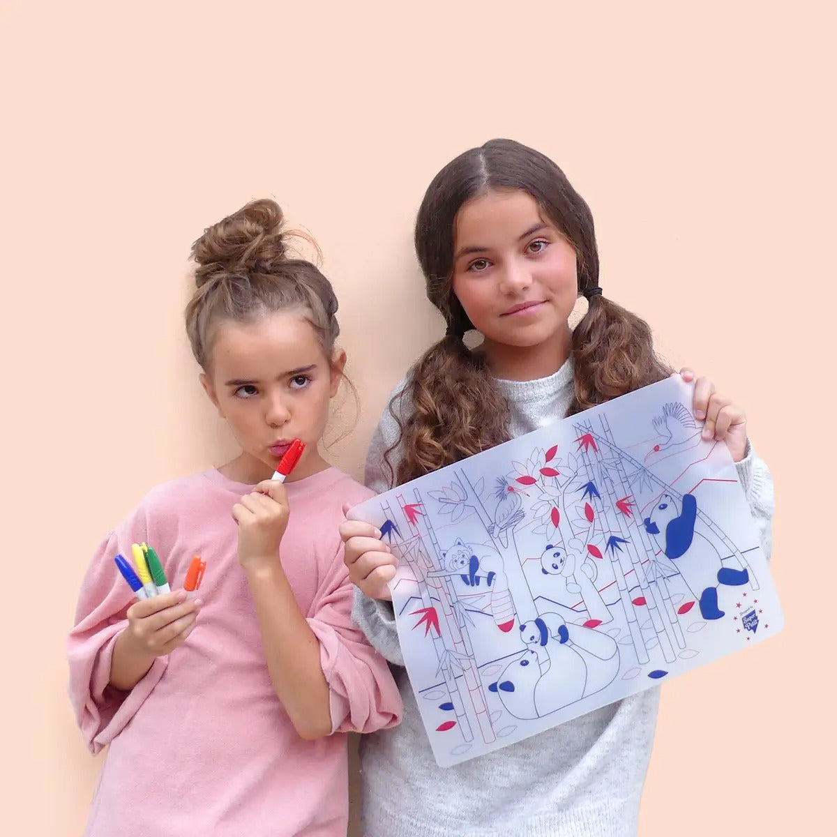 Edukacinis silikoninis spalvinimo kilimėlis - Panda (5 markeriai komplekte)