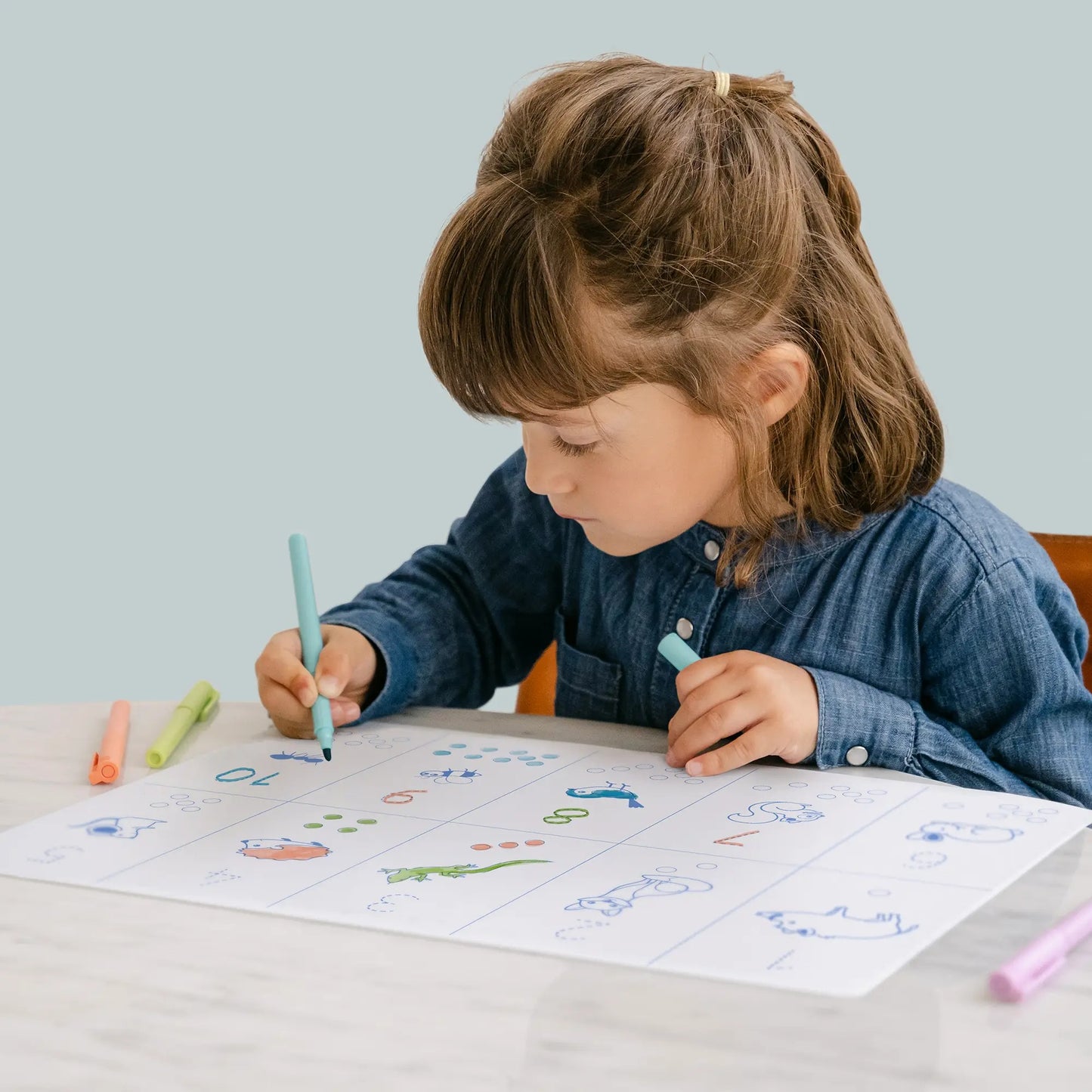 Edukacinis silikoninis spalvinimo kilimėlis - Skaičiai (3 markeriai komplekte)