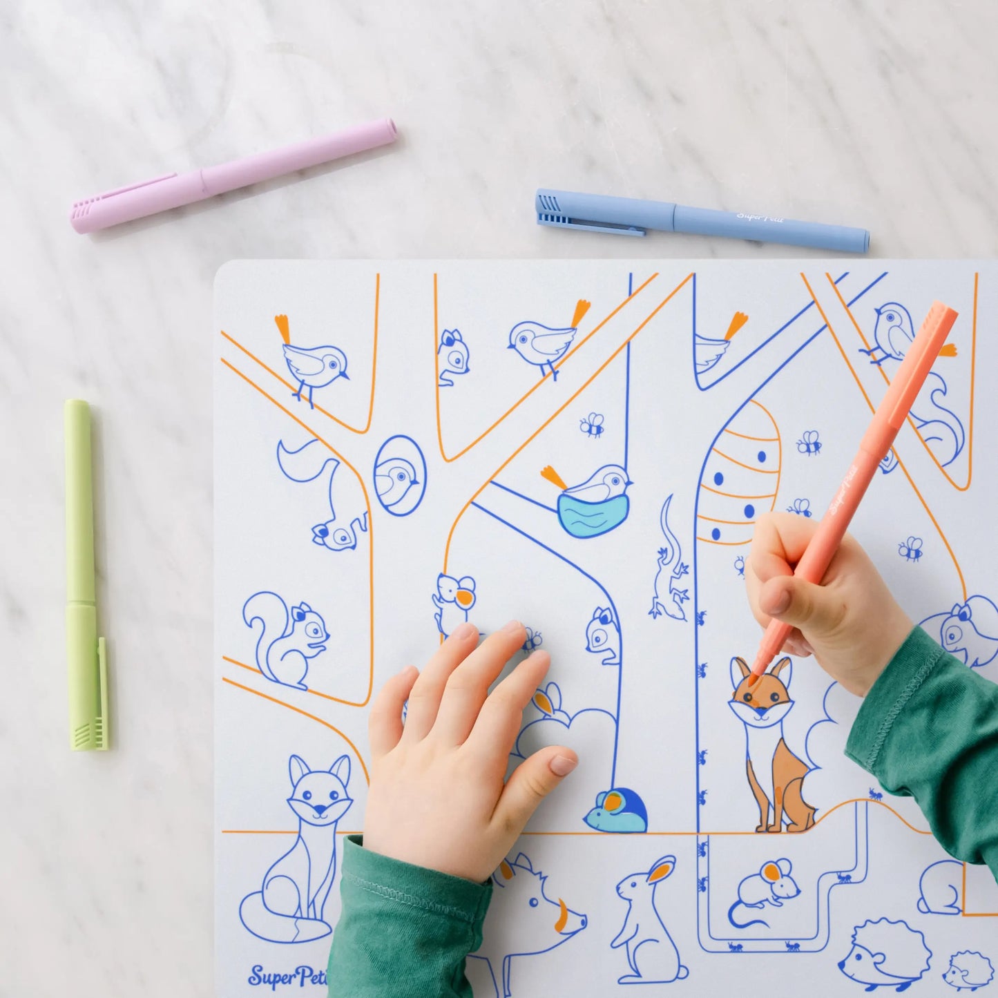 Edukacinis silikoninis spalvinimo kilimėlis - Skaičiai (3 markeriai komplekte)