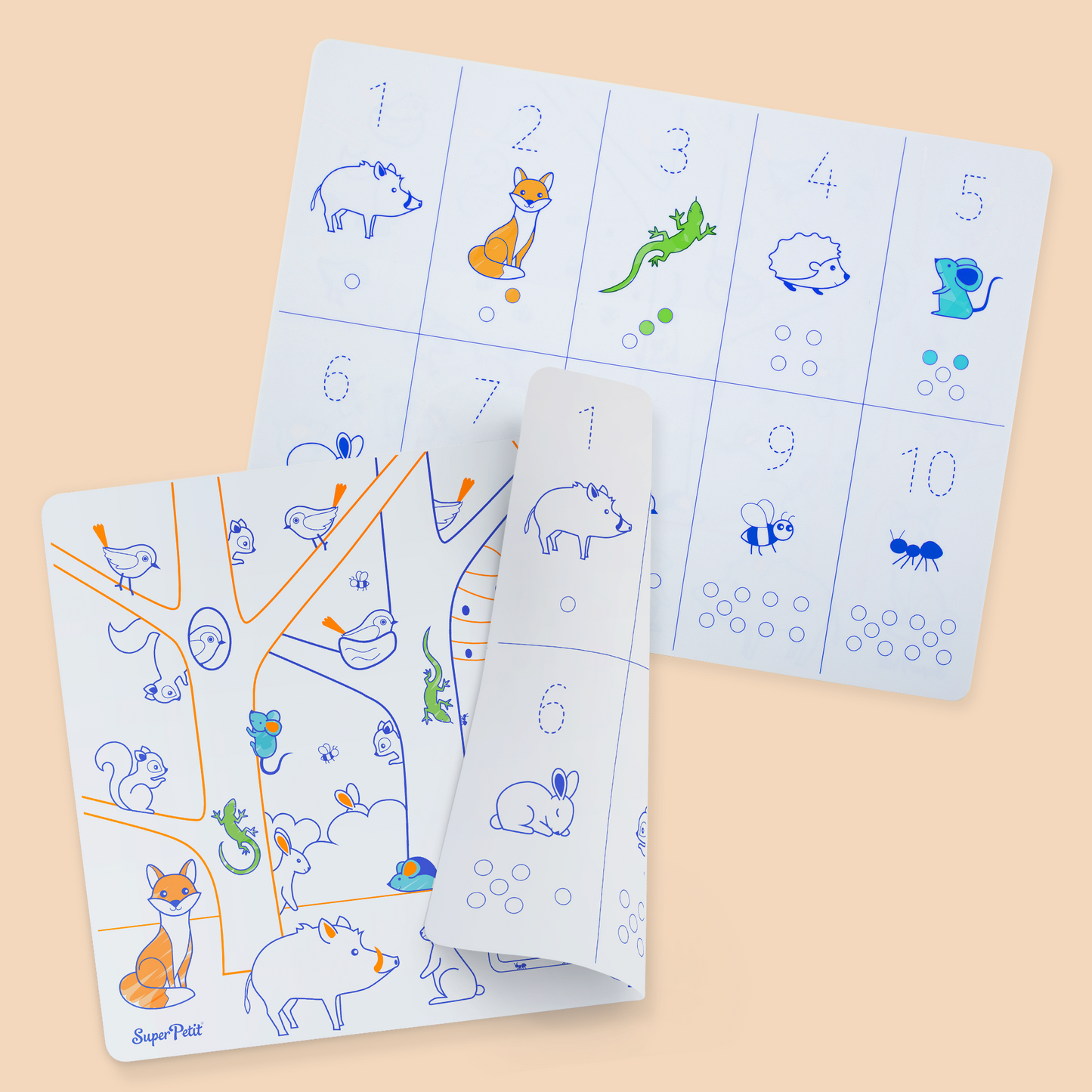 Edukacinis silikoninis spalvinimo kilimėlis - Skaičiai (3 markeriai komplekte)