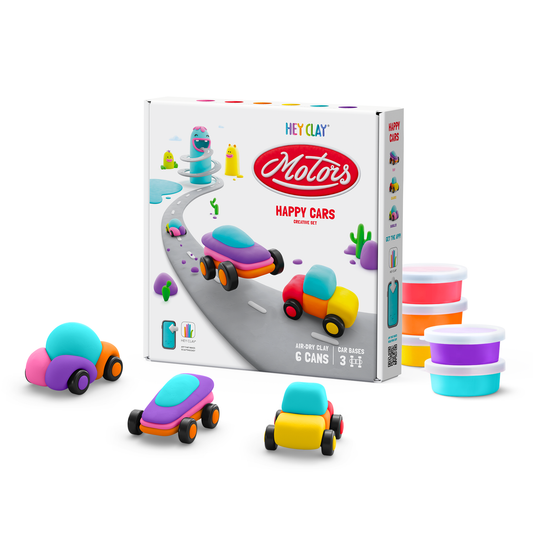 Modelinas Hey Clay - Linksmieji automobiliai su ratais