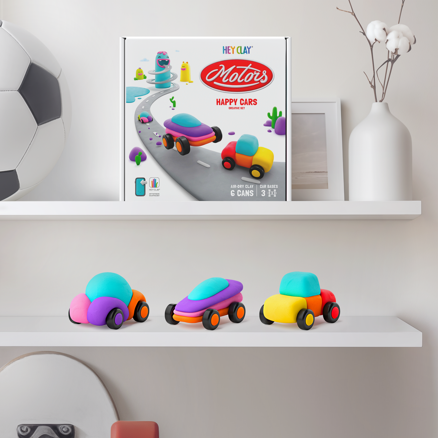 Modelinas Hey Clay - Linksmieji automobiliai su ratais