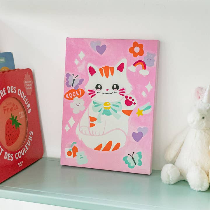 Piešimo pagal skaičius rinkinys vaikams – Maneki Neko (su mažu teptuku)