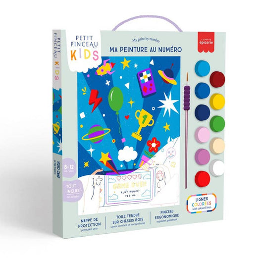 Piešimo pagal skaičius rinkinys vaikams – Petit Pinceau Video Games (su mažu teptuku)