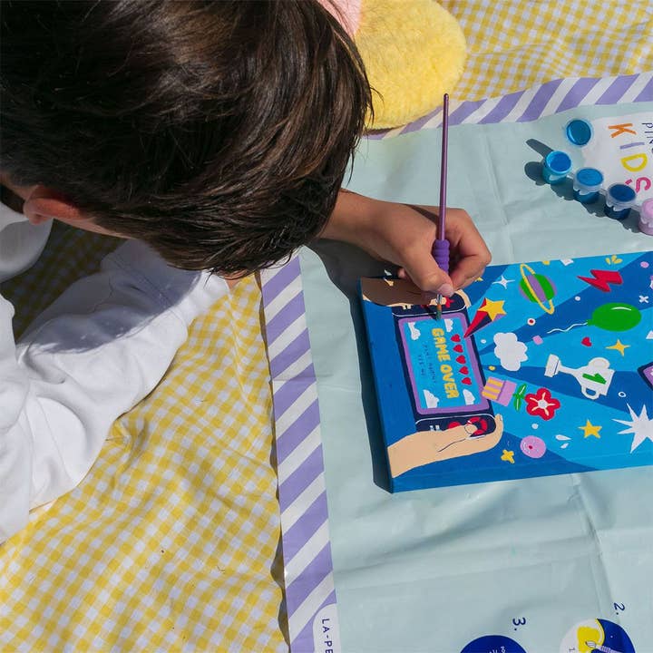 Piešimo pagal skaičius rinkinys vaikams – Petit Pinceau Video Games (su mažu teptuku)