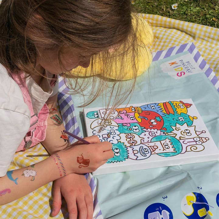 Piešimo pagal skaičius rinkinys vaikams – Smagi kompanija (su mažu teptuku)