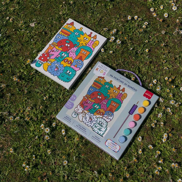 Piešimo pagal skaičius rinkinys vaikams – Smagi kompanija (su mažu teptuku)