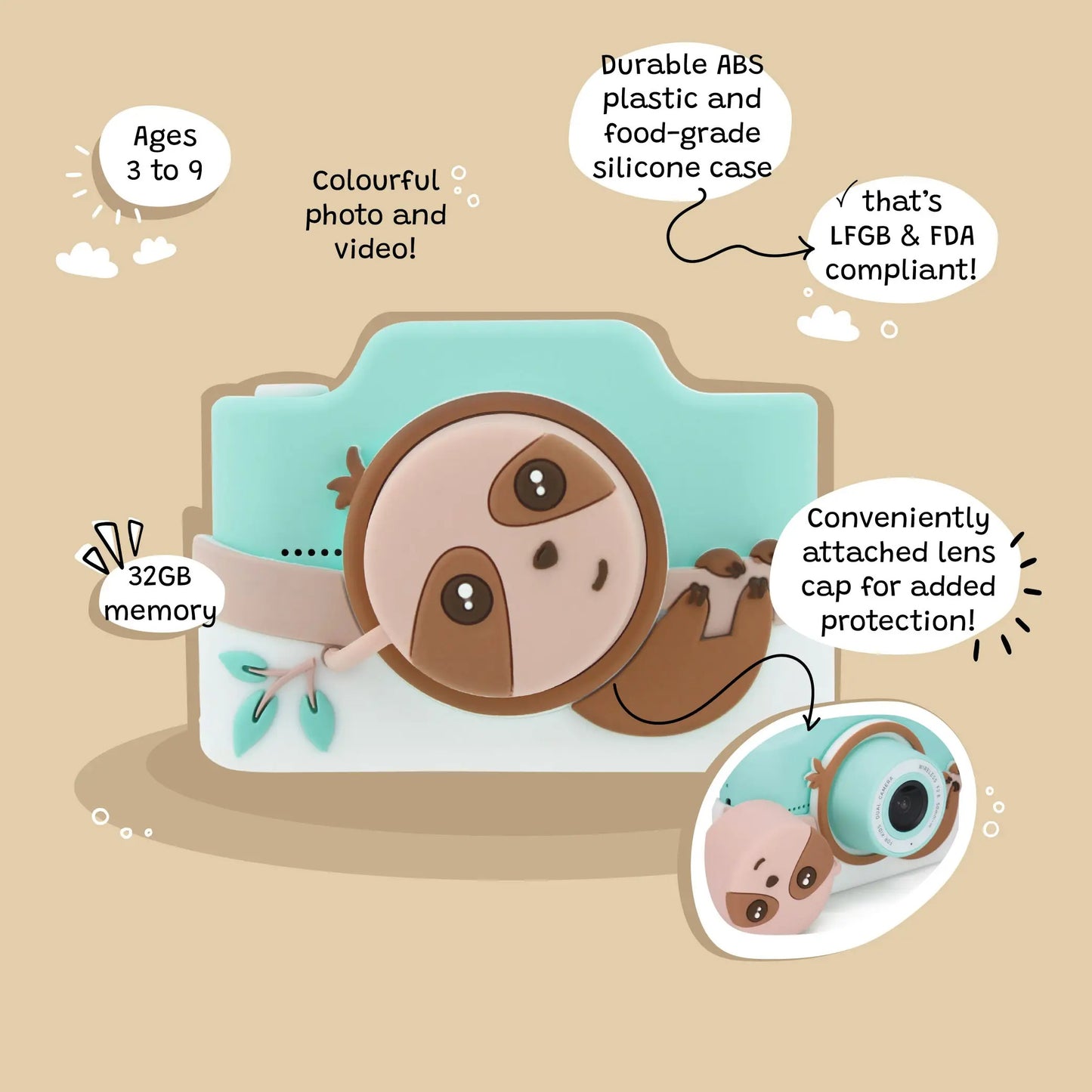 Zippy tinginys – vaikiška skaitmeninė kamera (Modelis K)