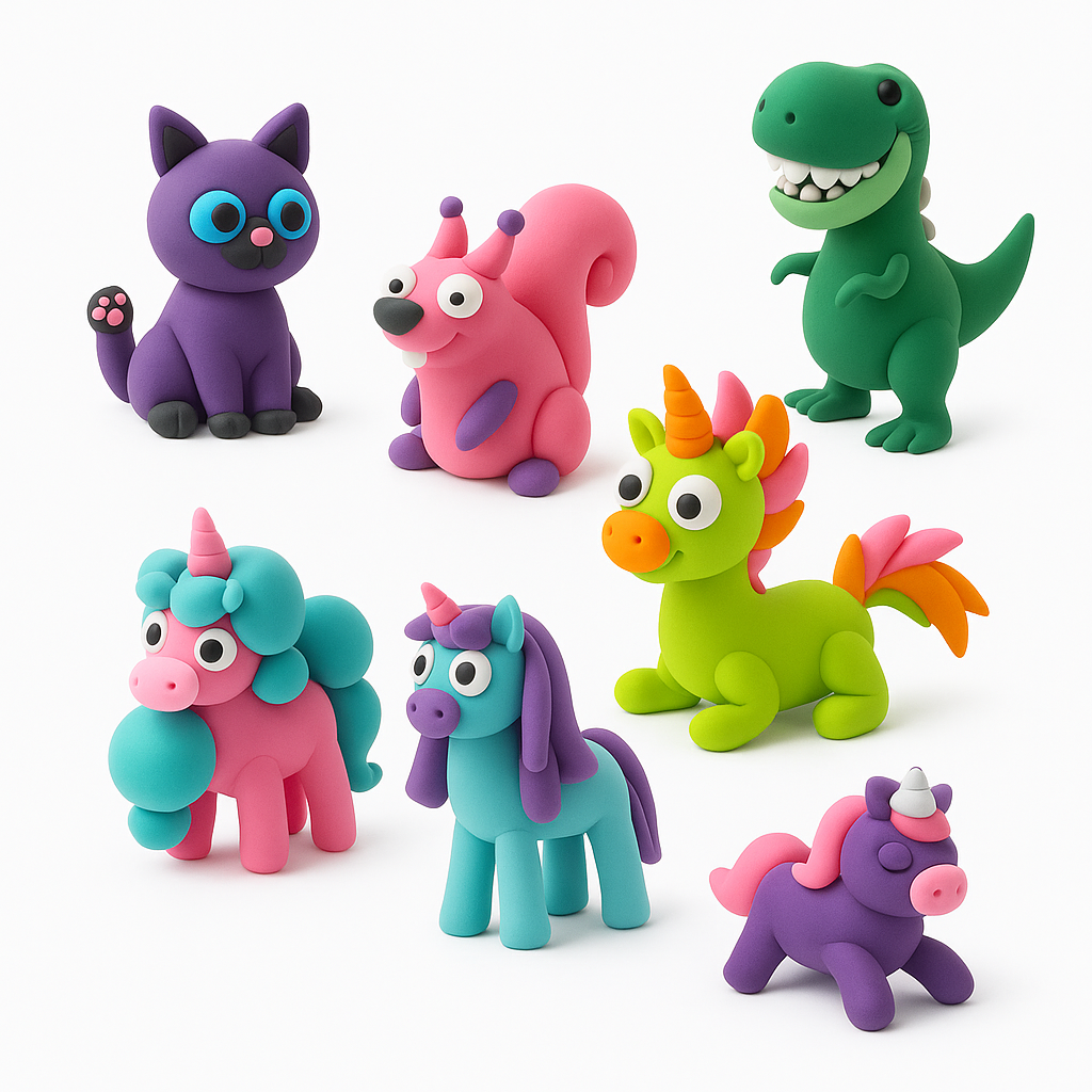 HEY CLAY modelinas - mažieji figūrėlių rinkiniai (įvairūs personažai)