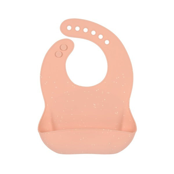 Silikoniniai seilinukai su kišenėle, 2 vnt. „Taškeliai“ (abrikosų / smėlio spalvos)