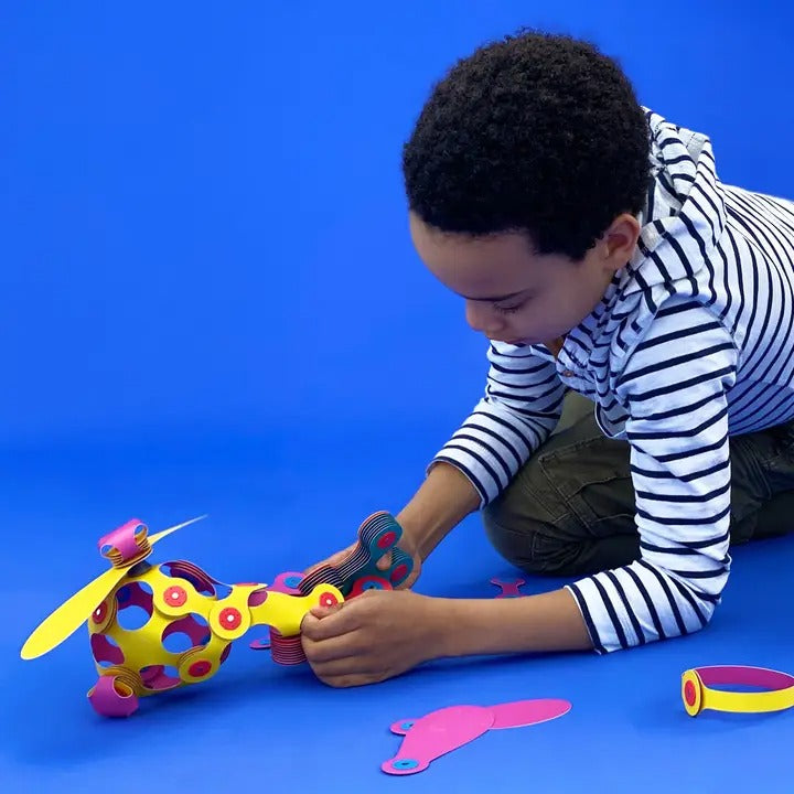 Clixo „Crew Pack“ (Pink & Yellow) – 30 dalių lankstus magnetinis konstruktorius