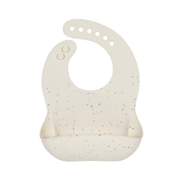 Silikoniniai seilinukai su kišenėle, 2 vnt. „Taškeliai“ (abrikosų / smėlio spalvos)