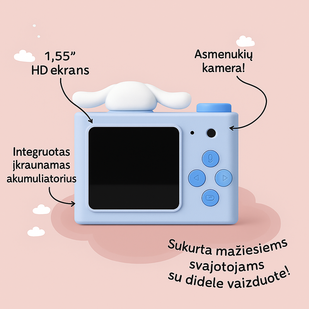 Mini Cinnamoroll skaitmeninė vaikų kamera (Modelis A)